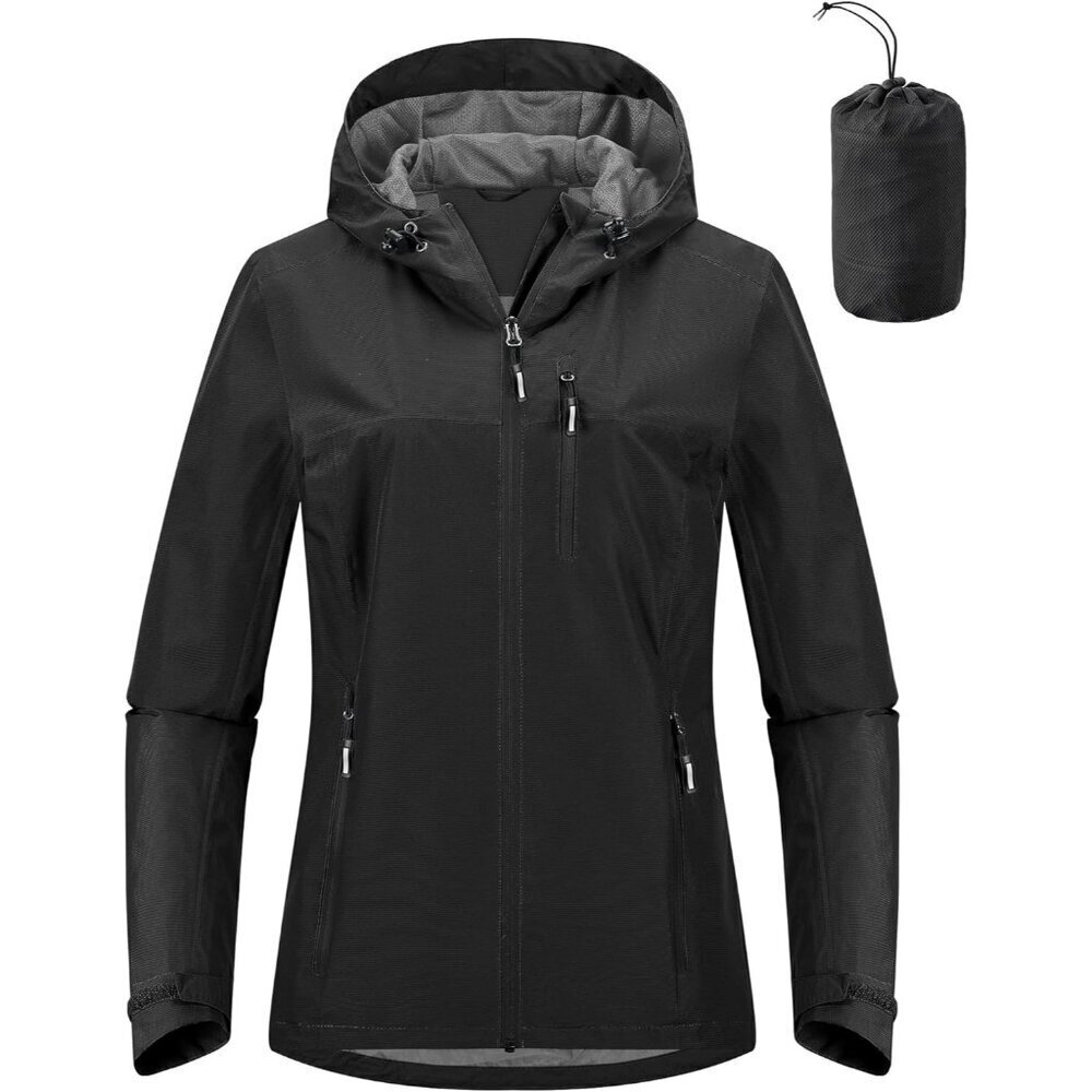 Women Lightweight Waterproof Raincoat with Hood Cycling Bike Jacket